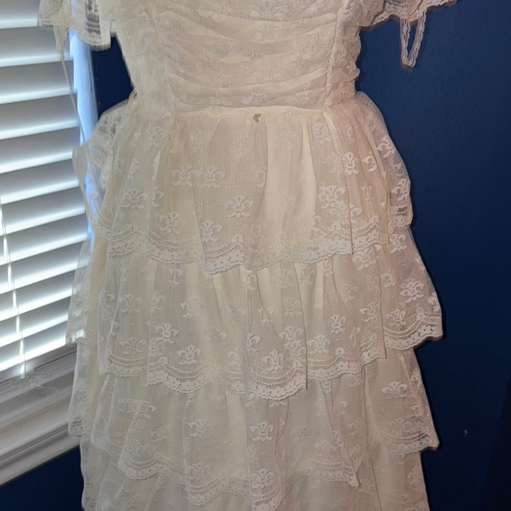 Vintage 1970s Cream Lace Two-Piece Dress | Gunne Sax Style No Size - Picture 5 of 17